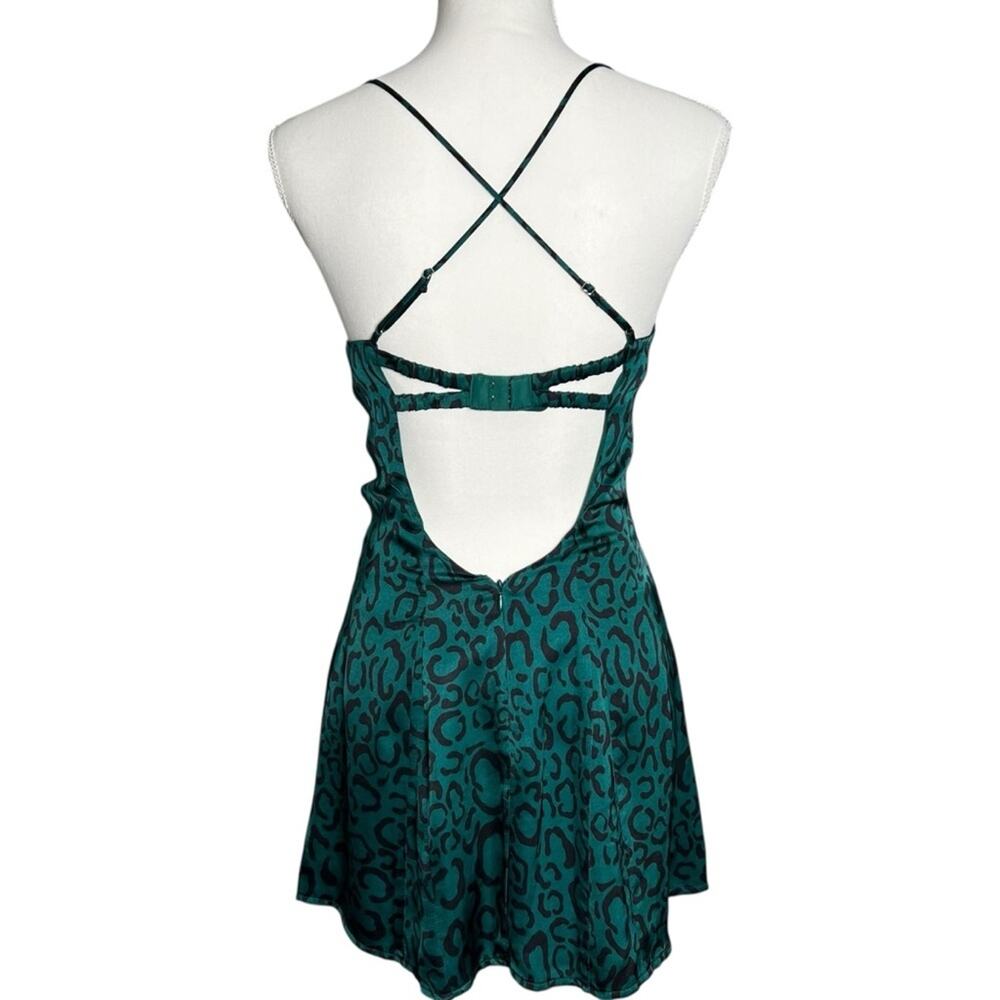 For Love and Lemons Wendy Mini Dress Women’s Animal Print Green Size Small - Picture 9 of 14